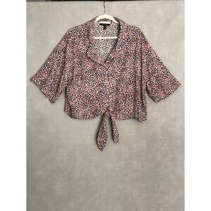 Eloquii Elements Women's 18 Tie Waist Camp Shirt